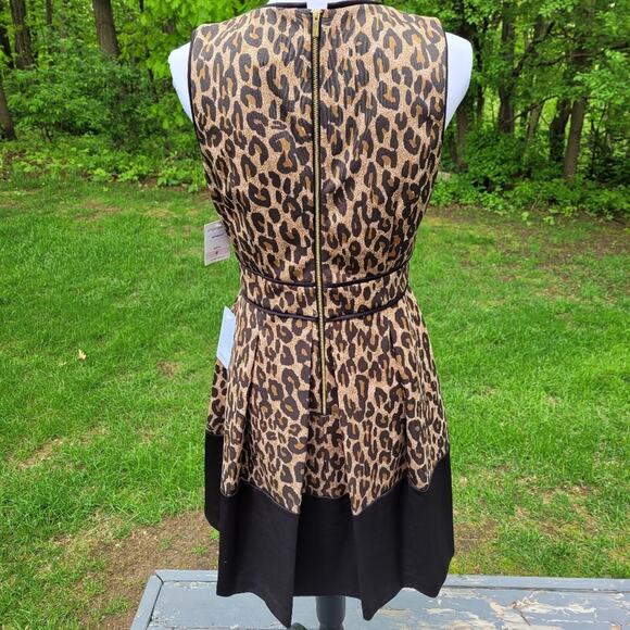 Taylor Brown & Black Leopard Print A-line Sleeveless Dress size 6 - Picture 4 of 13